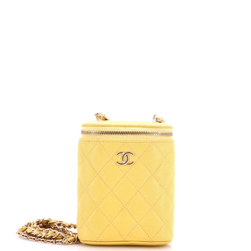 Chanel Vertical Classic Vanity Case with Chain Quilted Caviar Small