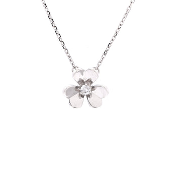 Van Cleef & Arpels Frivole Pendant Necklace 18K White Gold and Diamond Mini