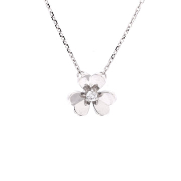 Van Cleef & Arpels Frivole Pendant Necklace 18K White Gold and Diamond Mini