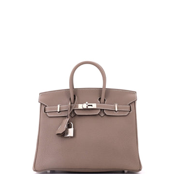 Hermes Birkin Handbag Etoupe Togo with Palladium Hardware 25