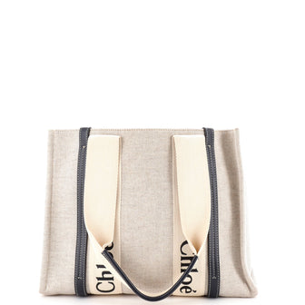Chloe Woody Tote Canvas with Leather Medium