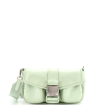 Prada Buckle Pocket Crossbody Bag Spazzolato Leather and Tessuto