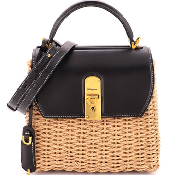 Salvatore Ferragamo Boxyz Top Handle Bag Wicker Medium