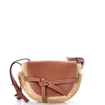 Loewe Gate Shoulder Bag Leather with Raffia Small