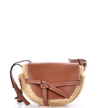 Loewe Gate Shoulder Bag Leather with Raffia Small