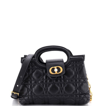 Christian Dior Jolie Top Handle Chain Bag Cannage Quilt Lambskin Mini