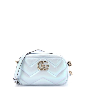 Gucci GG Marmont Shoulder Bag Chevron Iridescent Leather Small