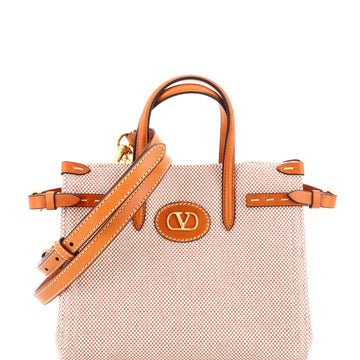 Valentino Garavani Antibes Shopping Tote Canvas with Leather Small
