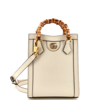Gucci Vertical Diana NM Bamboo Handle Tote Leather Mini