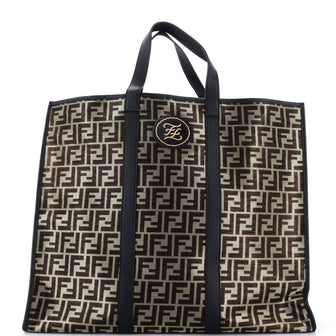 Fendi Karligraphy Tote Metallic Zucca Canvas Large