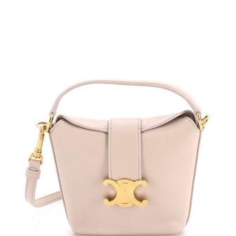 Celine Triomphe Top Handle Slim Bucket Bag Leather Mini