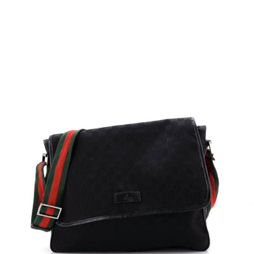 Gucci Web Strap Flap Messenger GG Canvas Medium