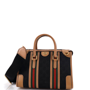 Gucci Bauletto Top Handle Bag GG Canvas and Leather Small