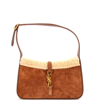 Saint Laurent Le 5 a 7 Hobo Suede with Shearling Small