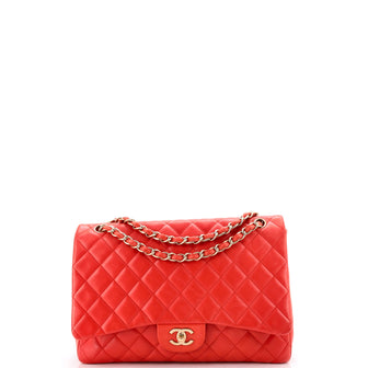 Chanel Vintage Classic Single Flap Bag Quilted Lambskin Maxi