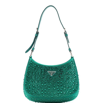 Prada Cleo Shoulder Bag Crystal Embellished Satin Small