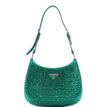 Prada Cleo Shoulder Bag Crystal Embellished Satin Small