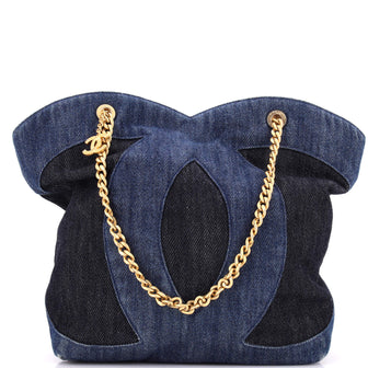 Chanel CC Bicolor Chain Shopping Tote Denim Large