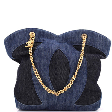 Chanel CC Bicolor Chain Shopping Tote Denim Large