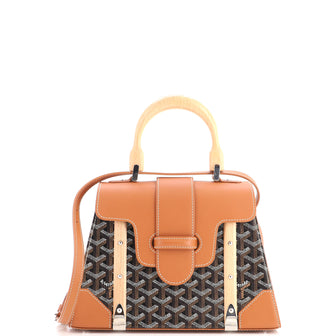 Goyard Saigon Top Handle Bag Coated Canvas with Leather PM