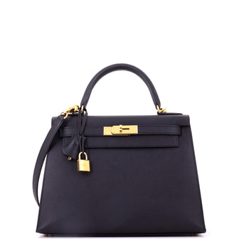 Hermes Kelly Handbag Black Epsom with Gold Hardware 28