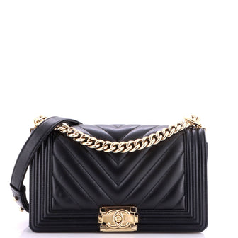 Chanel Boy Flap Bag Chevron Lambskin Old Medium
