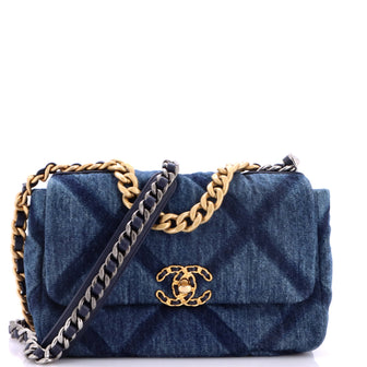 Chanel 19 Flap Bag Quilted Denim Medium