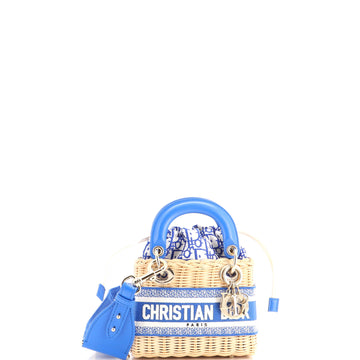 Christian Dior Lady Dior Bag Wicker and Oblique Canvas Mini