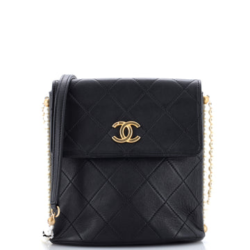 Chanel About Pearls Flap Hobo Quilted Calfskin Small