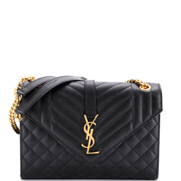 Saint Laurent Classic Monogram Envelope Satchel Mixed Matelasse Leather Medium