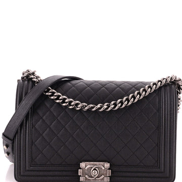 Chanel Boy Flap Bag Quilted Caviar New Medium