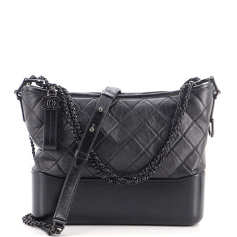 Chanel So Black Gabrielle Hobo Quilted Aged Calfskin Medium