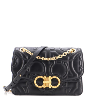 Salvatore Ferragamo Gancini Turnlock Flap Bag Gancini Quilted Leather Medium