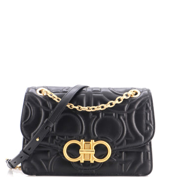 Salvatore Ferragamo Gancini Turnlock Flap Bag Gancini Quilted Leather Medium
