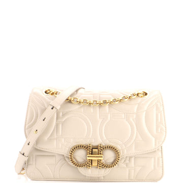 Salvatore Ferragamo Gancini Turnlock Flap Bag Gancini Quilted Leather Medium