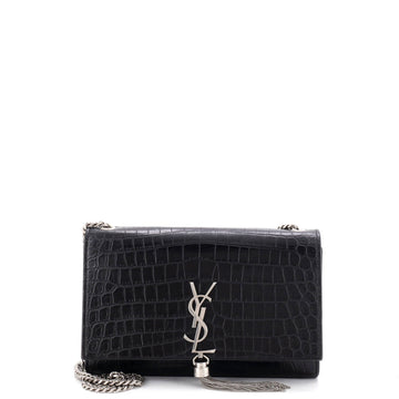 Saint Laurent Classic Monogram Tassel Crossbody Bag Crocodile Embossed Leather Medium