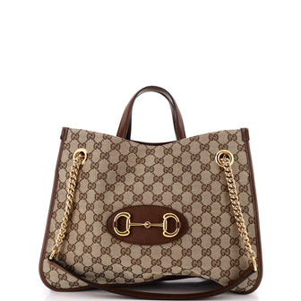 Gucci Horsebit 1955 Chain Tote GG Canvas with Leather Medium