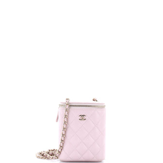 Chanel Vertical Classic Vanity Case with Chain Quilted Caviar Small