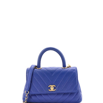 Chanel Coco Top Handle Bag Chevron Caviar Mini