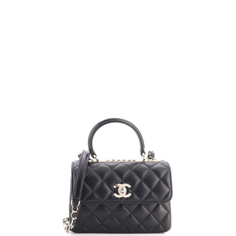 Chanel Trendy Crystal CC Top Handle Bag Quilted Lambskin Mini
