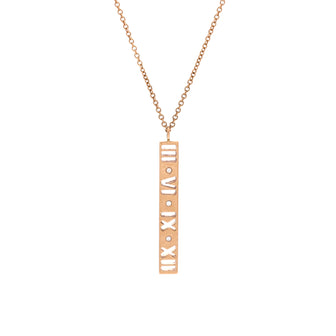 Tiffany & Co. Atlas Pierced Bar Drop Pendant Necklace 18K Rose Gold with Diamonds