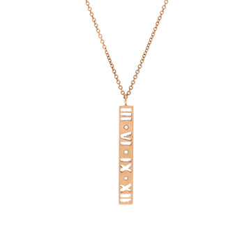 Tiffany & Co. Atlas Pierced Bar Drop Pendant Necklace 18K Rose Gold with Diamonds