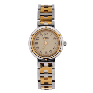 Hermes Clipper Quartz Watch Stainless Steel with Plated Metal 24