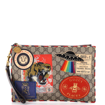 Gucci Courrier Pouch GG Coated Canvas with Applique