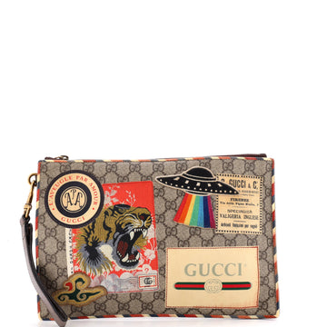 Gucci Courrier Pouch GG Coated Canvas with Applique