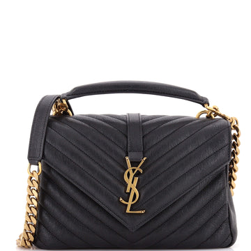Saint Laurent Classic Monogram College Bag Matelasse Chevron Leather Medium