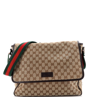 Gucci Web Strap Flap Messenger GG Canvas Medium