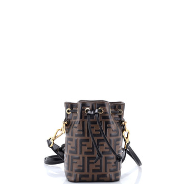 Fendi Mon Tresor Bucket Bag Zucca Embossed Leather Mini