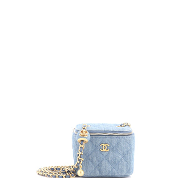 Chanel Pearl Crush Vanity Case with Chain Quilted Denim Mini
