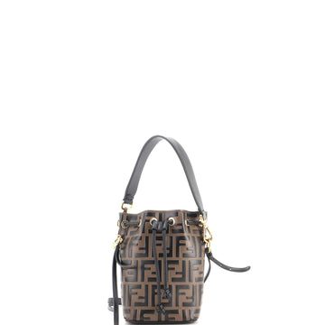 Fendi Mon Tresor Bucket Bag Zucca Embossed Leather Mini
